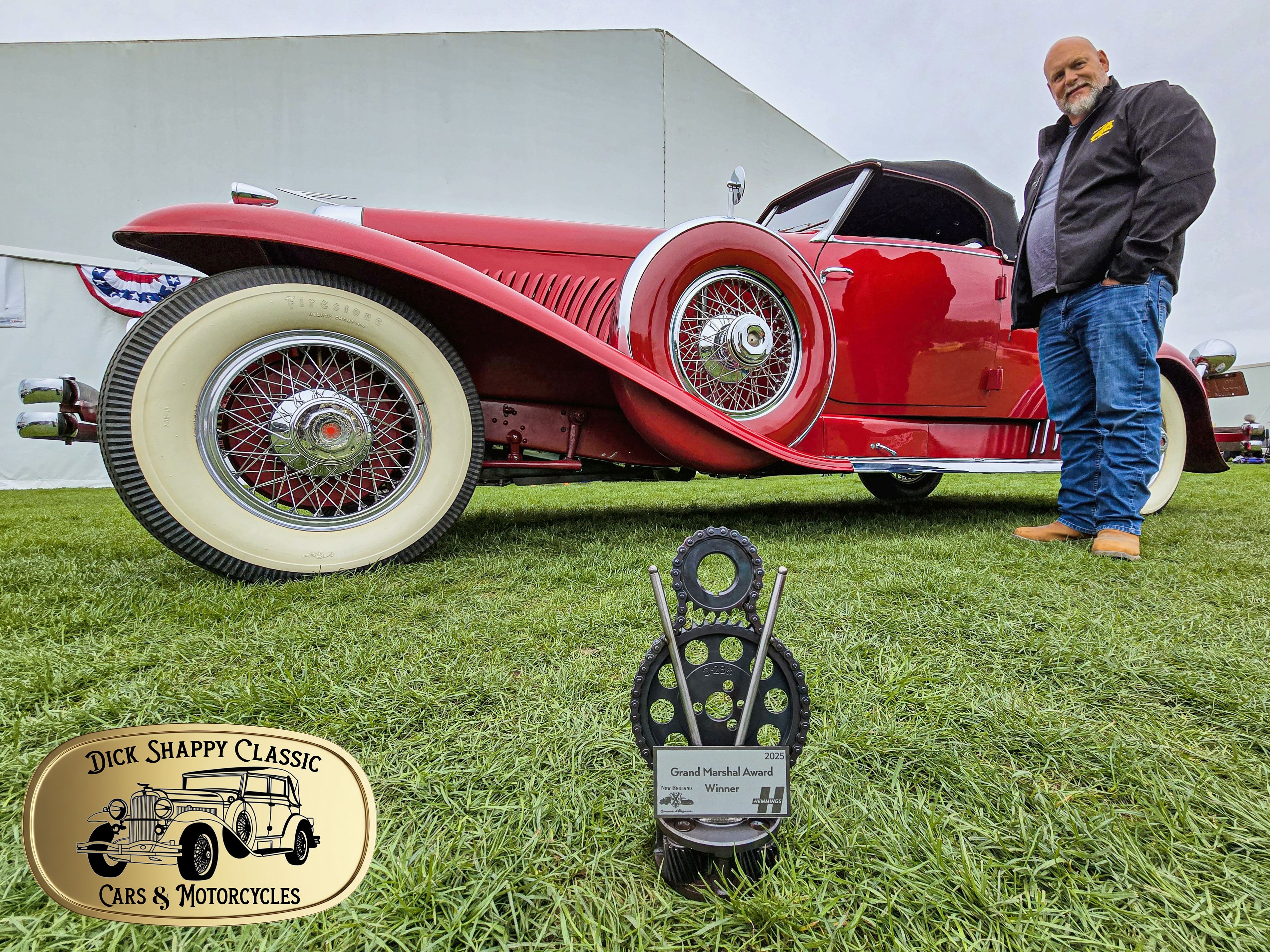 Rob Shappy poses with the 1929 Duesenberg J-268